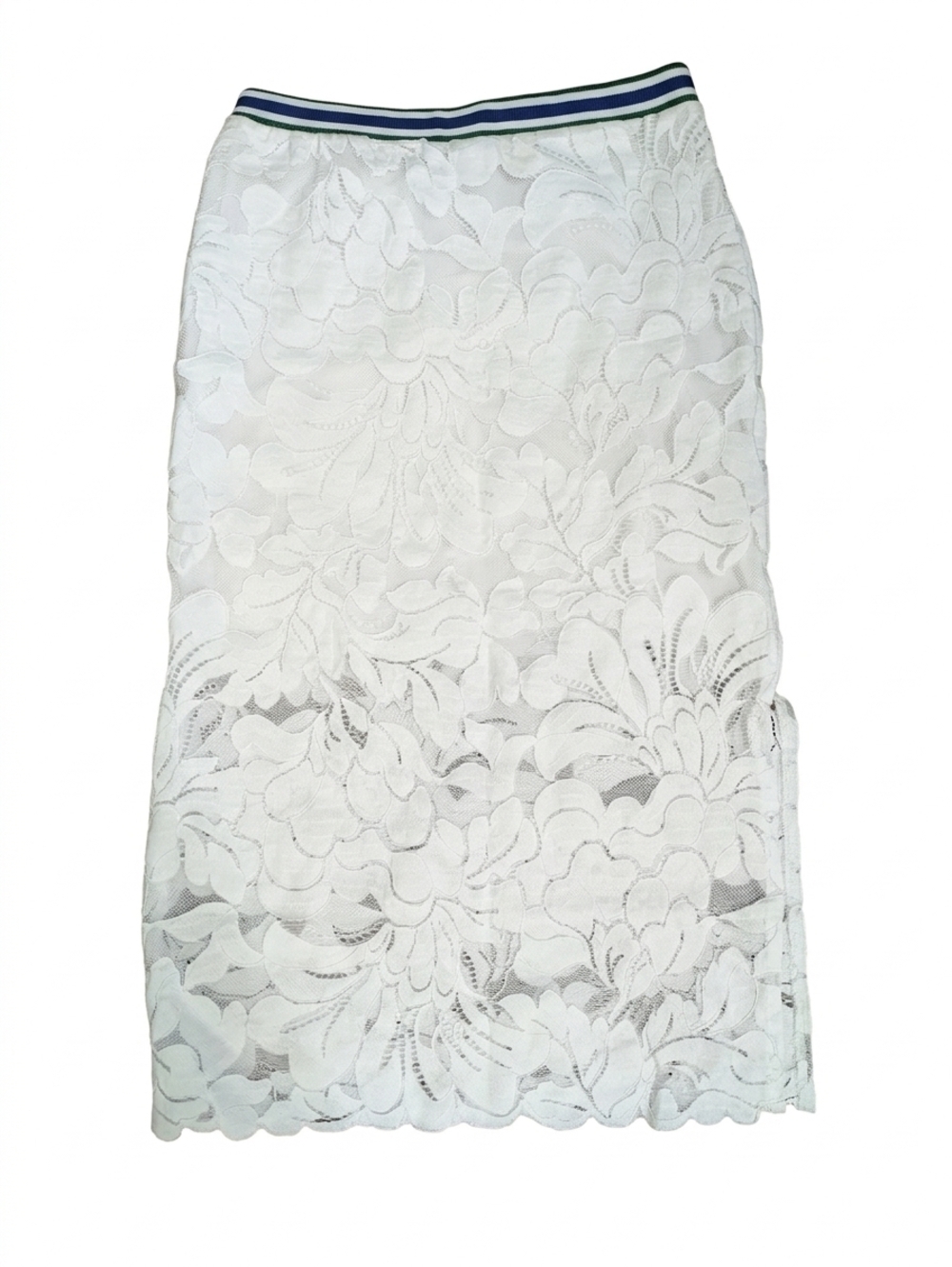 NWT Anthropologie Maeve White Lace Midi Skirt Striped Bachelorette Floral XXS